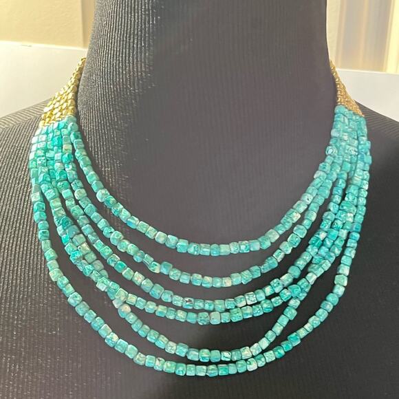 Turquoise and blue necklace lot of 8 - Picture 8 of 16